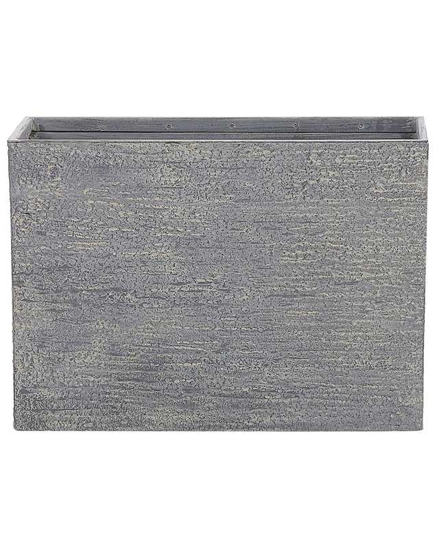 Plant Pot Grey Stone 34 x 80 x 56 cm Indoor Outdoor Rectangular Planter Beliani