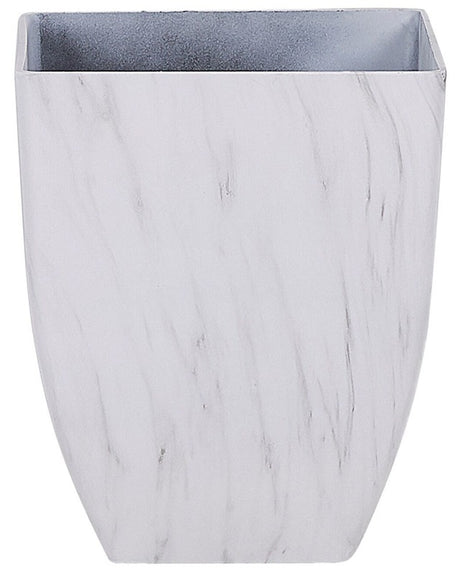 Outdoor Indoor Plant Pot Marble Effect White Stone Mixture Square 35 x 42 cm Modern Design Beliani