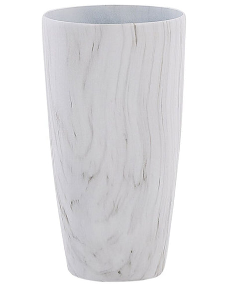 Outdoor Indoor Plant Pot Marble Effect White Stone Mixture Round 32 cm Modern Design Beliani