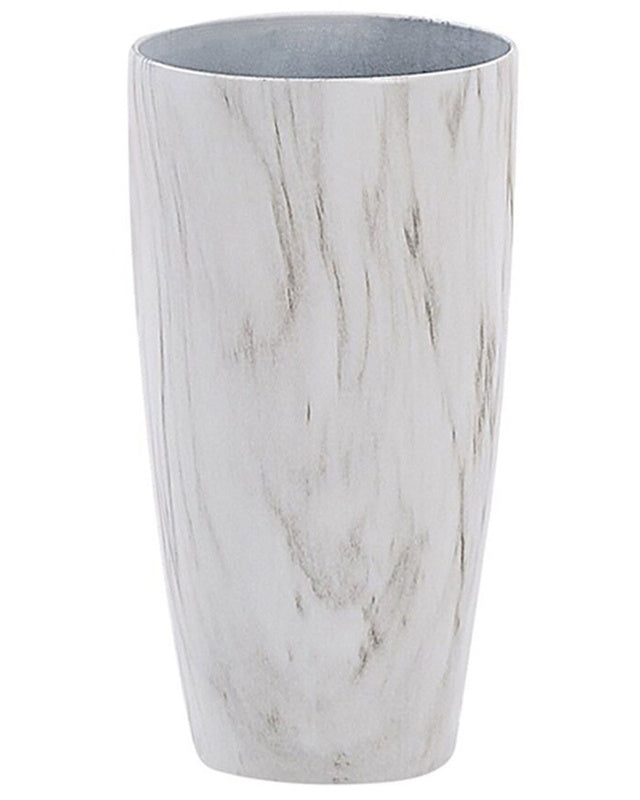 Outdoor Indoor Plant Pot Marble Effect White Stone Mixture Round 28 cm Modern Design Beliani