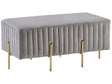 Bench Grey Velvet Upholstered Gold Metal Legs 93 cm Glamour Living Room Bedroom Hallway Beliani