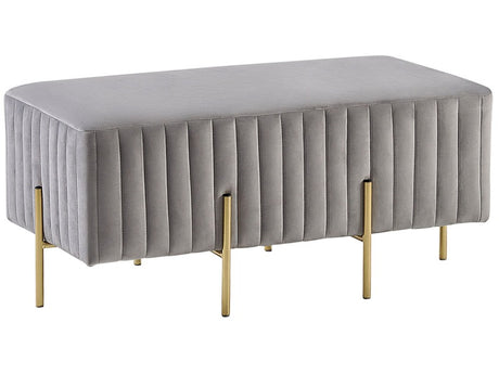 Bench Grey Velvet Upholstered Gold Metal Legs 93 cm Glamour Living Room Bedroom Hallway Beliani