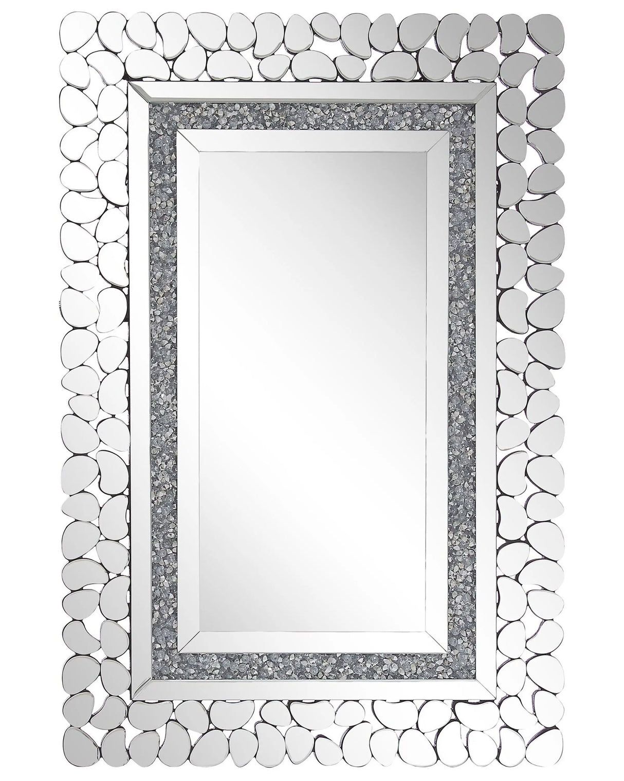 Wall Mounted Hanging Mirror Silver Rectangular 60 x 90 cm Modern Glamour Living Room Bedroom Decoration Beliani