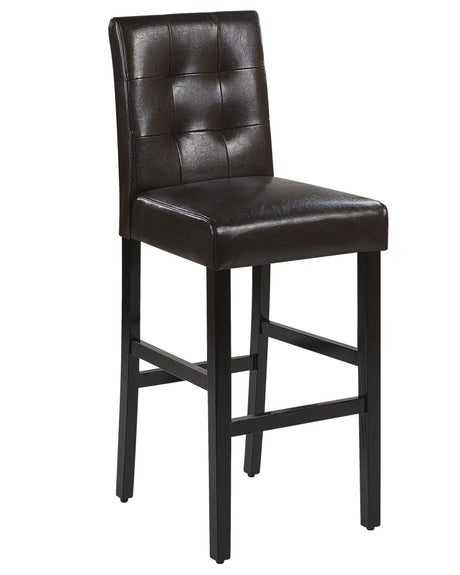 Bar Stool Brown Faux Leather Upholstery Light Wood Legs Retro Style Beliani