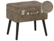 Stool with Storage Light Brown Corduroy Upholstered Black Legs Suitcase Design Buttoned Top Beliani