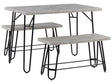 Dining Set Grey and Black Marble Veneer Top 2 Benches 4 Seats Industrial Beliani