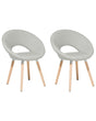 Set of 2 Dining Chairs Light Grey Fabric Upholstery Light Wood Legs Modern Eclectic Style Beliani