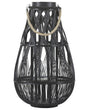 Lantern Black Bamboo Wood and Glass 56 cm Indoor Outdoor Scandinavian Beliani