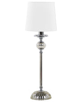 Table Lamp Silver Metal Base White Empire Shade Glass Accents Shade Beliani