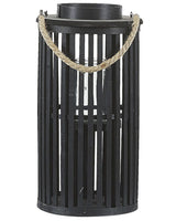 Lantern Black Willow Wood 40 cm with Candle Holder Natural Boho Style Beliani