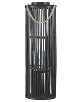 Lantern Black Willow Wood 80 cm with Candle Holder Natural Boho Style Beliani