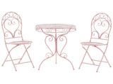 Garden Bistro Set Pink Metal Powder Coated 3 Piece Table and Chairs Beliani