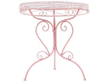 Outdoor Bistro Table Pink Metal Powder Coated Decorative Scrollwork Beliani