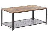 Coffee Table Dark Wood Tabletop Metal Black Frame Industrial Shelf Rectangular 106 x 60 cm Beliani