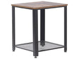 Side End Table Dark Wood Tabletop Metal Black Frame Industrial Shelf Square 45 x 45 cm Beliani