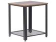 Side End Table Dark Wood Tabletop Metal Black Frame Industrial Shelf Square 45 x 45 cm Beliani