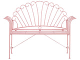Outdoor Bench Pink Metal 2 Seater Flared Armrests Vintage Style Beliani