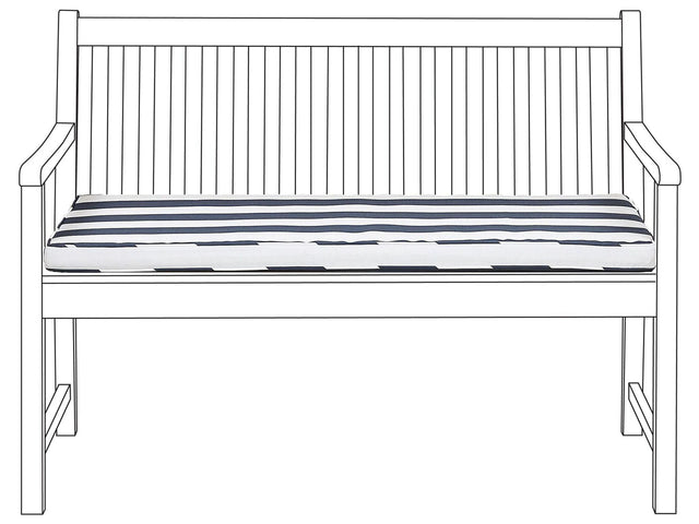 Outdoor Seat Pad Blue and White Polyester Water Resistant Striped Bench Cushion 112 x 54 cm Garden Beliani