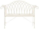 Outdoor Garden Bench White Metal 2 Seater 130 cm Flared Armrests Vintage Style Beliani