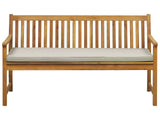 Garden Bench Light Acacia Wood 160 cm Taupe Seating Cushion Padding Slatted Design Outdoor Patio Rustic Style Beliani