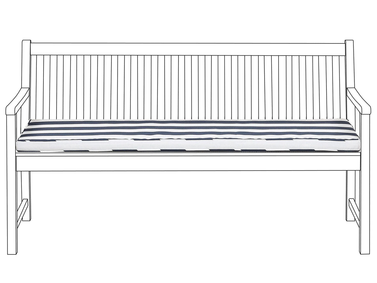Outdoor Seat Pad Blue and White Polyester Water Resistant Striped Bench Cushion 152 x 54 cm Garden Beliani