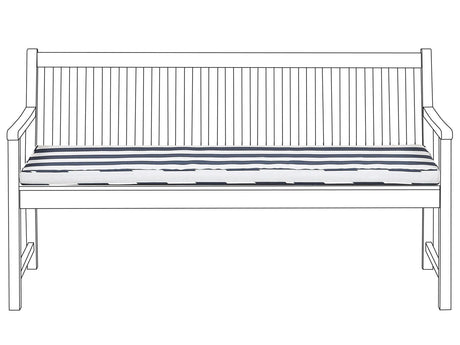 Outdoor Seat Pad Blue and White Polyester Water Resistant Striped Bench Cushion 152 x 54 cm Garden Beliani
