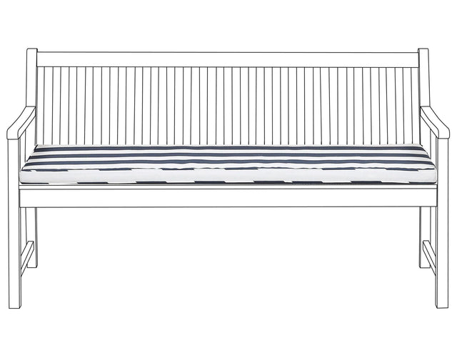 Outdoor Seat Pad Blue and White Polyester Water Resistant Striped Bench Cushion 152 x 54 cm Garden Beliani