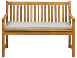 Garden Bench Light Acacia Wood 120 cm Taupe Seating Cushion Padding Slatted Design Outdoor Patio Rustic Style Beliani