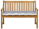 Garden Bench Light Acacia Wood 120 cm Blue Seating Cushion Padding Slatted Design Outdoor Patio Rustic Style Beliani