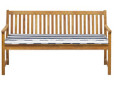 Garden Bench Light Acacia Wood 160 cm Blue Seating Cushion Padding Slatted Design Outdoor Patio Rustic Style Beliani