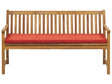 Garden Bench Light Acacia Wood 160 cm Red Seating Cushion Padding Slatted Design Outdoor Patio Rustic Style Beliani