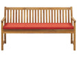 Garden Bench Light Acacia Wood 160 cm Red Seating Cushion Padding Slatted Design Outdoor Patio Rustic Style Beliani