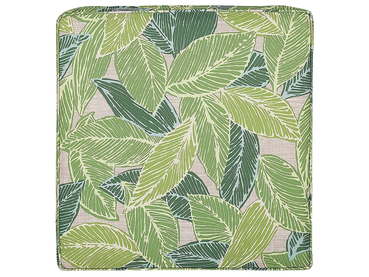 Seat Pad Cushion for Garden Chair Leaf Pattern Green Water Resistant Fabric with Ties Removable Cover Beliani