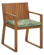 Garden Chair Light Acacia Wood 80 x 59 cm with Leaf Pattern Green Cushion Rustic Style Beliani