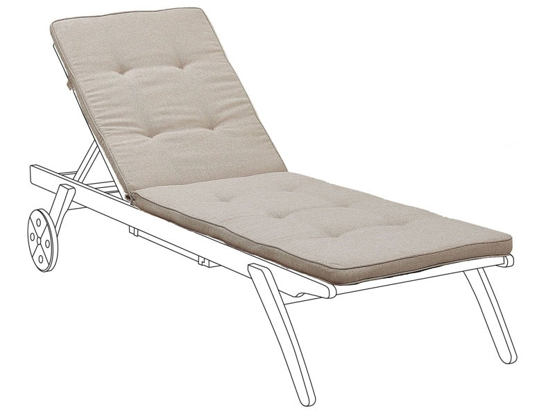 Garden Sun Lounger Cushion Beige 192 x 56 cm with Straps Tufted Modern Design Beliani