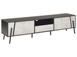 TV Stand Concrete Effect and Black Metal Legs for up to 75 with 1 Drawer and 2 Cabinets Industrial Style Beliani