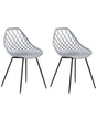 Set of 2 Dining Chairs Grey Synthetic Seat Black Metal Legs Net Design Backrest Modern Scandinavian Beliani