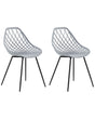 Set of 2 Dining Chairs Grey Synthetic Seat Black Metal Legs Net Design Backrest Modern Scandinavian Beliani