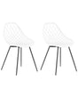 Set of 2 Dining Chairs White Synthetic Seat Black Metal Legs Net Design Backrest Modern Scandinavian Beliani