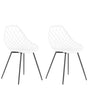 Set of 2 Dining Chairs White Synthetic Seat Black Metal Legs Net Design Backrest Modern Scandinavian Beliani