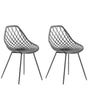 Set of 2 Dining Chairs Black Synthetic Seat Black Metal Legs Net Design Backrest Modern Scandinavian Beliani