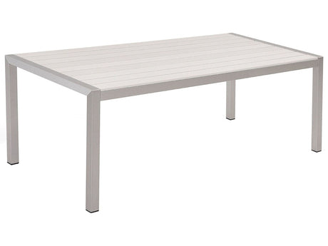 Garden Dining Table White Aluminium Frame for 6 People 180 x 90 cm Modern Design Beliani