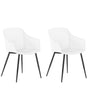 Set of 2 Dining Chairs Plastic White Minimalist Design Armrests Living Room Kitchen Furniture Beliani