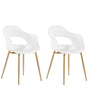 Set of 2 Dining Chairs White Synthetic Material Sleek Legs Decorative  Beliani