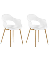 Set of 2 Dining Chairs White Synthetic Material Sleek Legs Decorative  Beliani