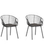 Set of 2 Dining Chairs Black Metal Wire Design Faux Leather Black Seat Pad Industrial Modern Beliani