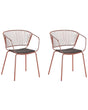 Set of 2 Dining Chairs Red Copper Metal Wire Design Faux Leather Black Seat Pad Accent Industrial Glam Style Beliani