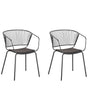 Set of 2 Dining Chairs Black Metal Wire Design Faux Leather Seat Pad Accent Industrial Glam Style Beliani