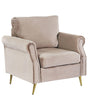 Armchair Taupe Velvet Fabric Upholstery Gold Metal Legs Removable Seat and Back Cushions Retro Glam Style Beliani