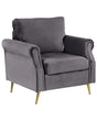Armchair Dark Grey Velvet Fabric Upholstery Gold Metal Legs Removable Seat and Back Cushions Retro Glam Style Beliani